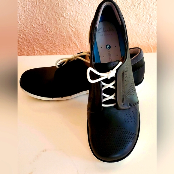 Clarks Shoes - Clarks New Black and White Leather Athletic Shoes